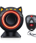 High Impact Car Alarm System With Vibration Sensor 120dB Siren And Red Strobe Lights Dual Alert Security For Your Ride Easy Install Deterrence Against Thieves Auto Arm And Alarm On Vibration, cat-shaped unit with remote