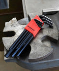 Long Reach Hex Key Set 9 Piece Allen Wrench Kit 1.5mm To 10mm For Tight Spots shown on a metal surface