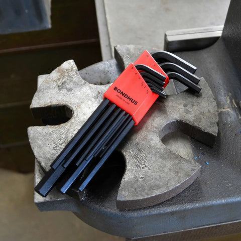 Long Reach Hex Key Set 9 Piece Allen Wrench Kit 1.5mm To 10mm For Tight Spots shown on a metal surface