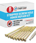 Easy DIY Stripped Screw Hole Repair Kit For Loose Door Hinges No Pre Drilling Or Glue Needed Includes Eight 3 Inch Torx Screws And 2 Inch Driver To Fix Sagging Doors Fast All You Need Is A Drill with screws and driver in front of box