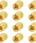 12 Pack SMA Plug Dust Cap For SMA Female Jack Gold Plated RF Coaxial Connector Protective Cap Guard, showing gold-plated finish