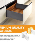 Bulletproof RV Drawer Slides 3 Pack With Four Way Adjustable Base Fits 1 Inch Channels, durable ABS drawer slides in action.
