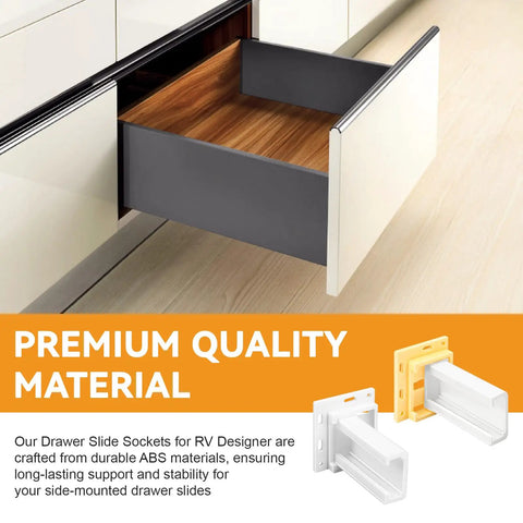 Bulletproof RV Drawer Slides 3 Pack With Four Way Adjustable Base Fits 1 Inch Channels, durable ABS drawer slides in action.