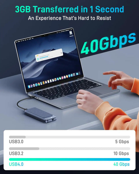 Image showing Total Beast USB4 To NVMe SSD Enclosure, Fast data transfer at 40Gbps with laptop connection.