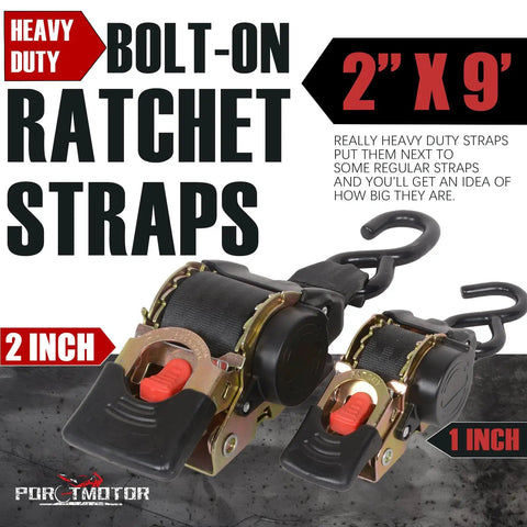 No Sweat Auto Retracting Ratchet Straps 2 Pack 2 In By 9 Ft with heavy duty design and 2-inch width showcased.