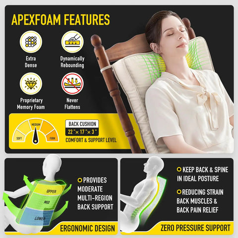 Comfy Memory Foam Rocking Chair Cushions Set With Non Slip Seat And Back Pads, ergonomic design, woman relaxing in chair