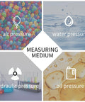 BPSSDI 0-30 psi low-pressure gauge collage illustrating air, water, hydraulic, and oil pressure.