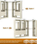 Rock Solid Corner Closet System With 3 Sets and 87 Inch Frame Offers Gobs of Storage via 4 Large Wooden Drawers and shelves.
