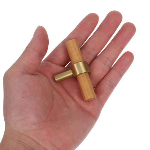 10 Pack Solid Wood Cabinet Door Handles Pulls With Single Hole Design Rustic Beech Wood And Brass Hardware Retro Wardrobe Drawer Pulls size shown