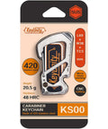 Packaging of Stainless Steel 7 Tool Carabiner Clip Multitool With Quick Release Clasp Wrench Cross And Slotted Screwdrivers Bottle Opener Ruler And Key Holder