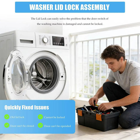 Upgraded Beefed Up Washer Lid Lock Assembly W11307244 For WTW5000DW1 NTW4516FW3 MVWC565FW3 on front-load washer repair