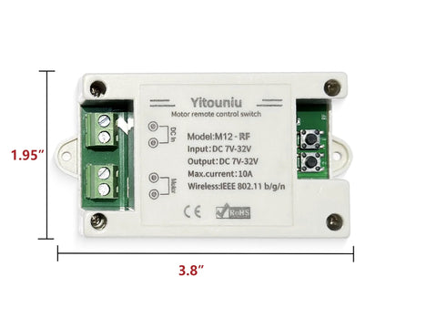 Yitouniu motor remote control switch module, white plastic with dual terminal blocks, 3.8 x 1.95 in