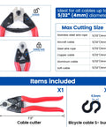 Heavy Duty Stainless Steel Wire Rope Cutter Up To Five Thirty-Second Inch Cables with S-buckles, ideal for multiple cable types.