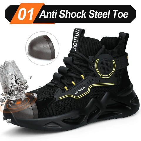 Men's Steel Toe Work Shoes Safety Sneakers Lightweight Built To Last All Day Comfort Puncture Proof Slip On Durable Construction