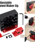 Top Shelf Adjustable Dowel Maker Jig Kit featuring sleek anodized aluminum build and sharp carbide blades for precise wood turning.