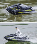 High Speed Turbo RC Jet Boat With Dual Batteries, 2.4GHz Remote, LED Lights And Low Battery Alarm racing in water