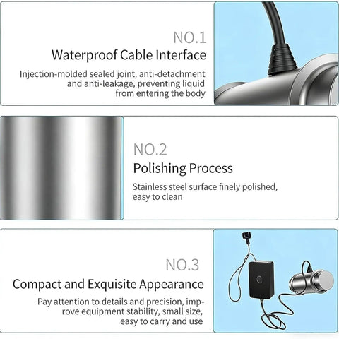 Heavy Duty 40kHz Ultrasonic Cleanser With Digital Screen and Drop Dead Simple One Button Auto Shut Off, features waterproof and polished stainless steel.
