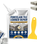 Nails Your Tile Repair Game Waterproof Stone Corner Filler Gray Crack Compound Bathroom Counter Edges Seals Cracks Chips Durable Masonry Patch Easy Apply 1 Piece with application tool visible.