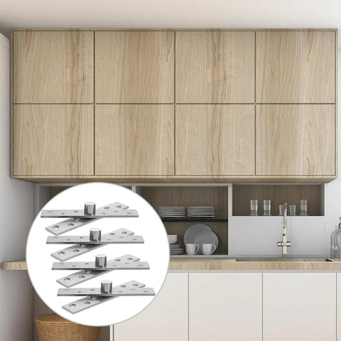 Hidden Door Hinges 4 Pack 360 Degree Pivot Stainless Steel Built To Last shown with kitchen cabinet doors