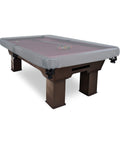 Heavy Duty Outdoor Pool Table Cover With 18 Oz Cover Tuff Waterproof Fabric Weatherproof For Extreme Conditions Fits 96In Wide By 48In Deep By 8In High Pool Table Gray covering a pool table