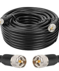 Coiled 50ft KMR400 PL259 Male To Male Coaxial Cable, Low Loss UHF Cable For HAM Radio And VHF Radio, SWR Meter and Antenna Analyzer