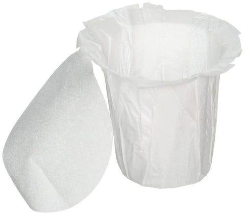 EZ Carafe Disposable Paper Filters With Patented Top Lid For Keurig 2.0 K Carafe showing filter and lid