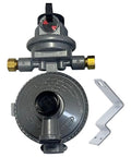 Front view: Gas-FLO GR-9984-U 2-stage automatic changeover regulator with GR-RVB mounting bracket; zinc, 1/4 in fittings