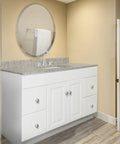 Karsen II Widespread Bathroom Faucet in Polished Chrome, Dual-Handle Design, 8.8 Inch Spread, installed on white vanity.