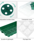 Image of Six Pack Seed Starter Tray Kit with Forty Cell Trays and Humidity Dome, showing adjustable dome, transparent cover, and drainage.