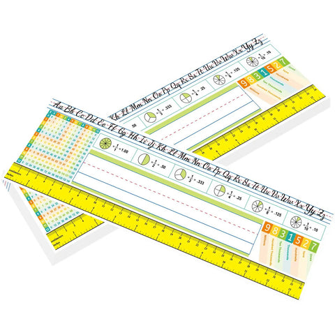 Multiplication Desk Reference Name Plates For Students Kid Friendly Self Adhesive Manuscript Alphabet Tags With Stroke Lines Fractions And Numerals 13.8 By 4 Inches 36 Pack Classroom Desk Labels