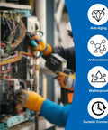 Technician using 300 Piece Heavy Duty Solder Seal Wire Connectors Assortment Kit for durable, waterproof connections.