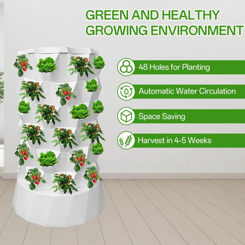 Dope 14 Layer Vertical Garden System Kit With 70 Slots, Indoor Outdoor Tower Garden With 20L Water Tank And Pump.