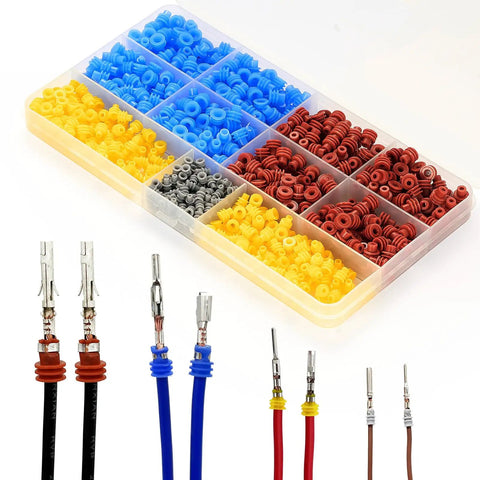 600 Pack Of Durable Weather Pack Connector Wire Seals With Metric Cavity Plugs For 12 To 24 Gauge Wiring Projects. This Massive Kit Includes Color Coded Yellow Blue Red And Gray Cable Grommets Designed Tough For Trucks, Cars, And Heavy Duty