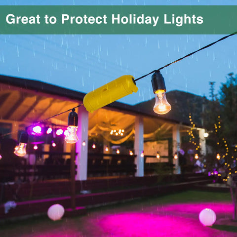Heavy Duty Outdoor Extension Cord Safety Cover With Waterproof Seal Weatherproof Plug Protector Sleeve For Holiday Lights And Yard Decor 3 Pack protecting lights during rain.