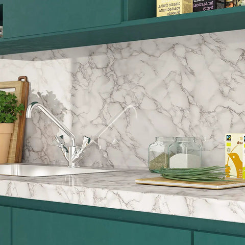 Kitchen with Grey White Marble Peel And Stick Countertop Wallpaper Waterproof Self Adhesive Contact Paper For Countertops Tables Desks Walls And More Easy Install Durable Vinyl Wrap That Cuts To Fit Any Surface