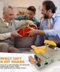 Family exchanging a gift featuring the all in one lapidary and jewelry polisher with 0 to 10000 RPM benchtop grinder.