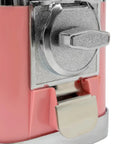 Dead On Pink Twister Ball Dispenser With Slick Coin Slide Interface For Commercial Vends And Arcade Cabinets, close-up of coin mechanism.