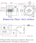 Dimensional diagram of Low Speed 30 RPM AC Synchronous Gear Motor With Dual Bearings Reversible CW CCW Control 115V 60Hz 10W