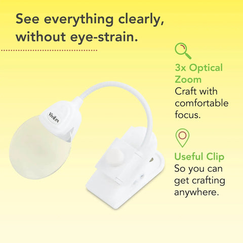 Pro Grade Optical 3X Magnifier With Handi-Clip and Detachable Flexible Arm against yellow background