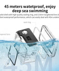 Beefy Underwater Case For Ace Pro 2 Action Camera 45m Waterproof Housing With Adapter floating above water, showing seal ring and tempered lens
