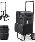 Large Collapsible Soft Sided Cooler On Wheels With A Big 7 Inch Wheel 84 Can Capacity Perfect For Beach Trips Camping Fishing And Road Trips 20 Plus Hour Ice Retention Leakproof And Anti Tipping Design