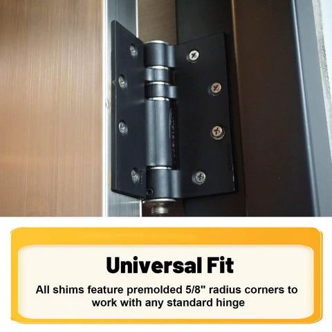 Door Hinge Shims Kit for Easy Alignment and Gap Filling, 12 Pcs Adjustable 0.050 Inch Thick Spacers for 4 Inch Hinges, Fix Air Leaks, Prevent Sticking and Misalignment, Trimmable Hinge Spacers for Quick Home Repairs