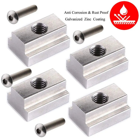 Heavy Duty T Slot Nuts And Bed Rails Cleats For Toyota Tacoma And Tundra Pickups, zinc coated, four pack, 1.25x0.88x0.31 inches.