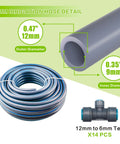 Close-up of 12mm tubing for 98ft Fast Connect Irrigation System Kit With 12mm And 6mm Tubing, Adjustable Emitters, Easy Plug And Play Connectors.