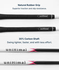 Women's Complete Golf Club Set With Stand Bag Right Handed 11 Piece including rubber grip and carbon shaft close-up.