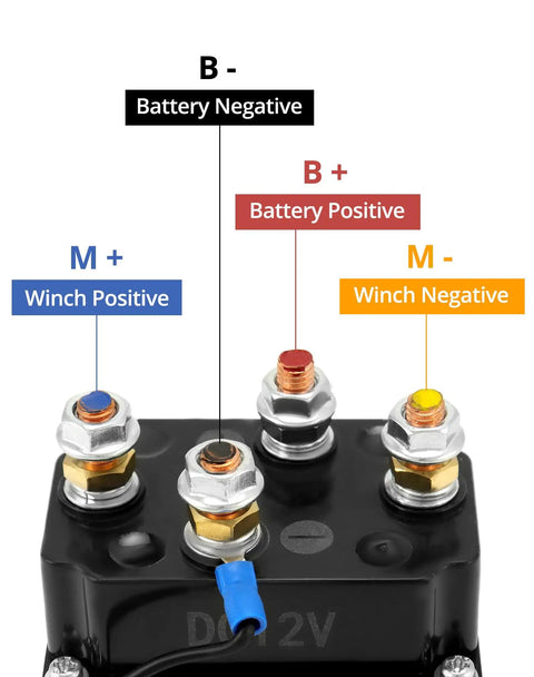 12V solenoid relay with labeled terminals for Wireless Winch Remote Control Kit for Trucks ATVs SUVs Jeeps