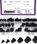 100 Piece Silicone Rubber Plug Kit In Seven Sizes 3.5mm 4.3mm 5.3mm 8.3mm 10.5mm 12.5mm 14mm With T Shaped Stopper