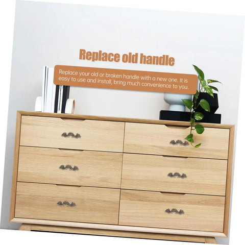 Dresser with vintage zinc alloy cabinet pull handles showcasing 20pcs mini drawer knobs for DIY jewelry storage hardware retro cabinet handles easy to install rustic dresser pulls perfect for kitchens bathrooms dressers and craft projects.