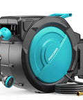 Heavy Duty Kink Free Auto Rewind Garden Hose Reel Half Inch, 160 Feet, Wall Mounted with Three Quarter Inch Brass Fittings