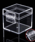 8 Pack Clear Acrylic Self Adhesive Hinges 45x35mm for Aquarium Lids Display Cases DIY Boxes shown on a clear box